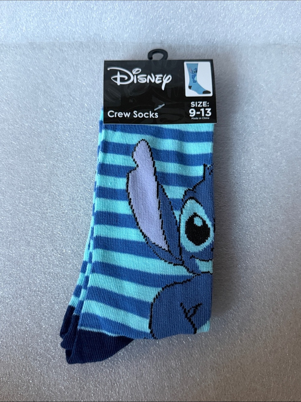 Disney Stitch Striped Crew Socks - Blue & Aqua